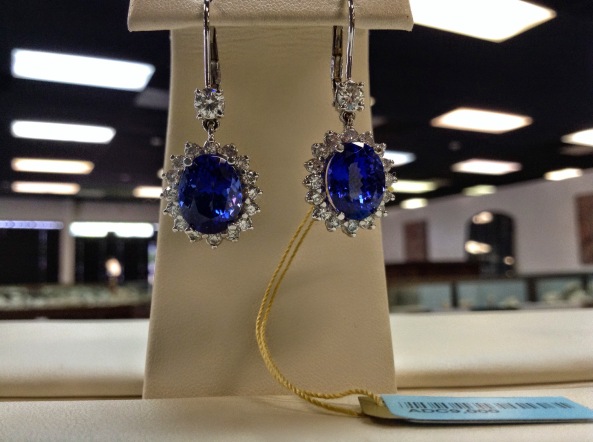 8.16 ctw Natural Matched Tanzanite Earrings with 1.45 ctw of diamonds 